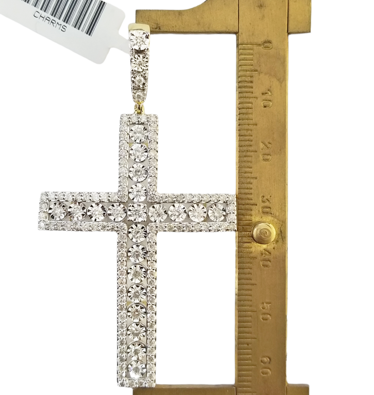 10K Yellow Gold Real Diamond Cross Pendent Religious Jesus Charm