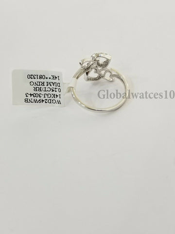 Ladies Diamond Ring Heart Solid 14k White Gold Real Diamonds $1250 Retail Price