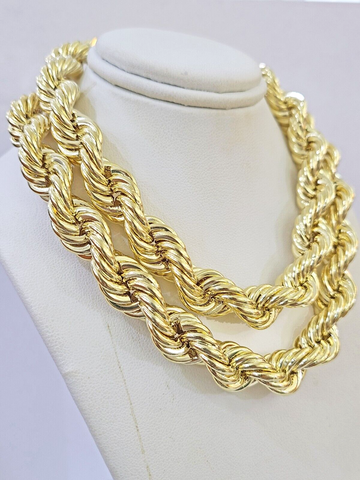 10k Real Yellow Gold Rope Chain Thick 12mm Men Chain 30 Inches Genuine