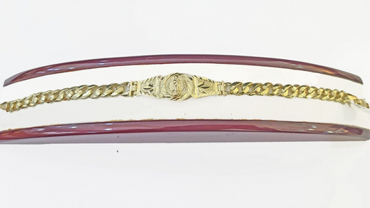 10k Gold Virgin Mary Miami Cuban Bracelet Size 8" Inches 7mm 10kt Mens Ladies