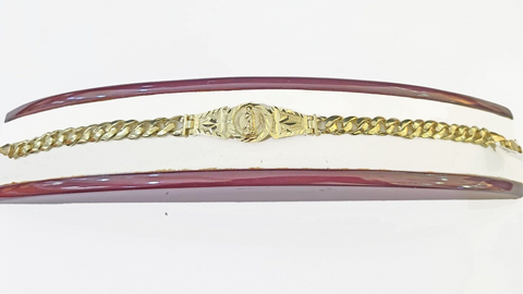 10k Gold Virgin Mary Miami Cuban Bracelet Size 8" Inches 7mm 10kt Mens Ladies