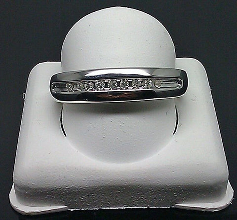Solid 10k White Gold Diamond Wedding Band Anniversary Ring For Male 0.10 ct Real