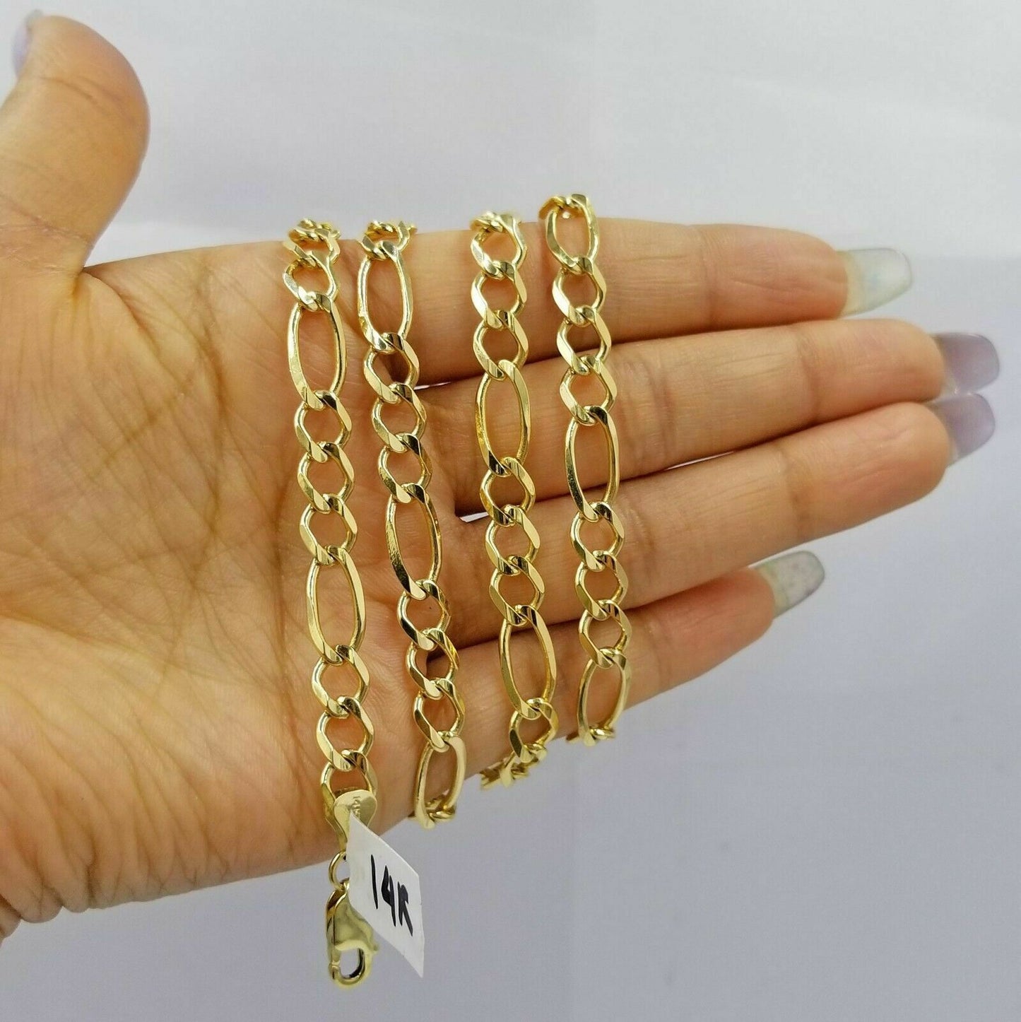 Real 14k Yellow Gold Figaro Chain Solid 14kt 24" 26" 28" 100% Authentic Necklace