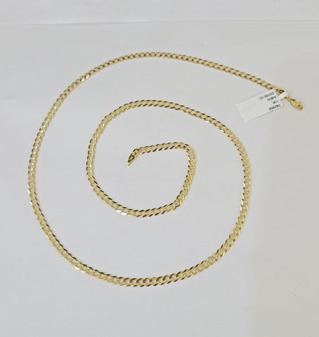 10k Gold Cuban Curb Link chain 3mm 20 Inch Real Yellow Gold Real Genuine