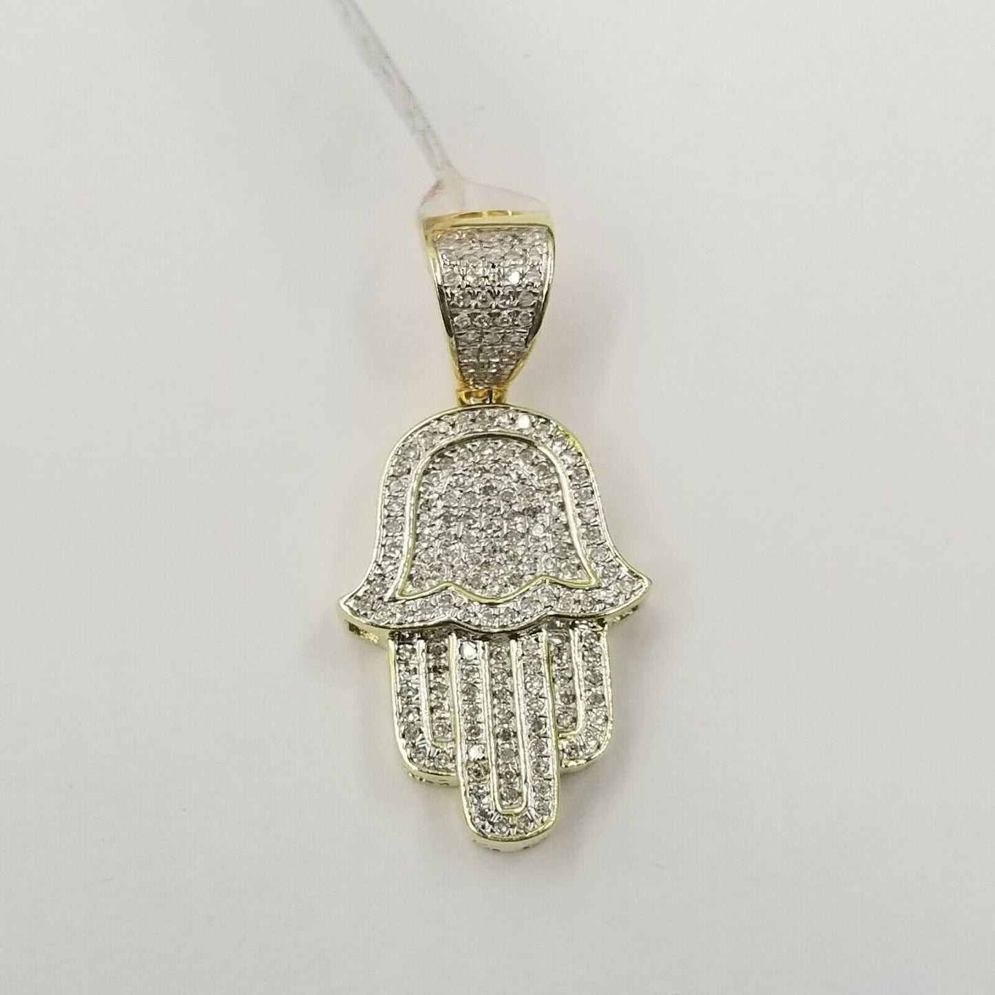 10k Yellow Gold Hamsa Hand 0.28 CT Genuine Diamond Charm Men Diamond Real