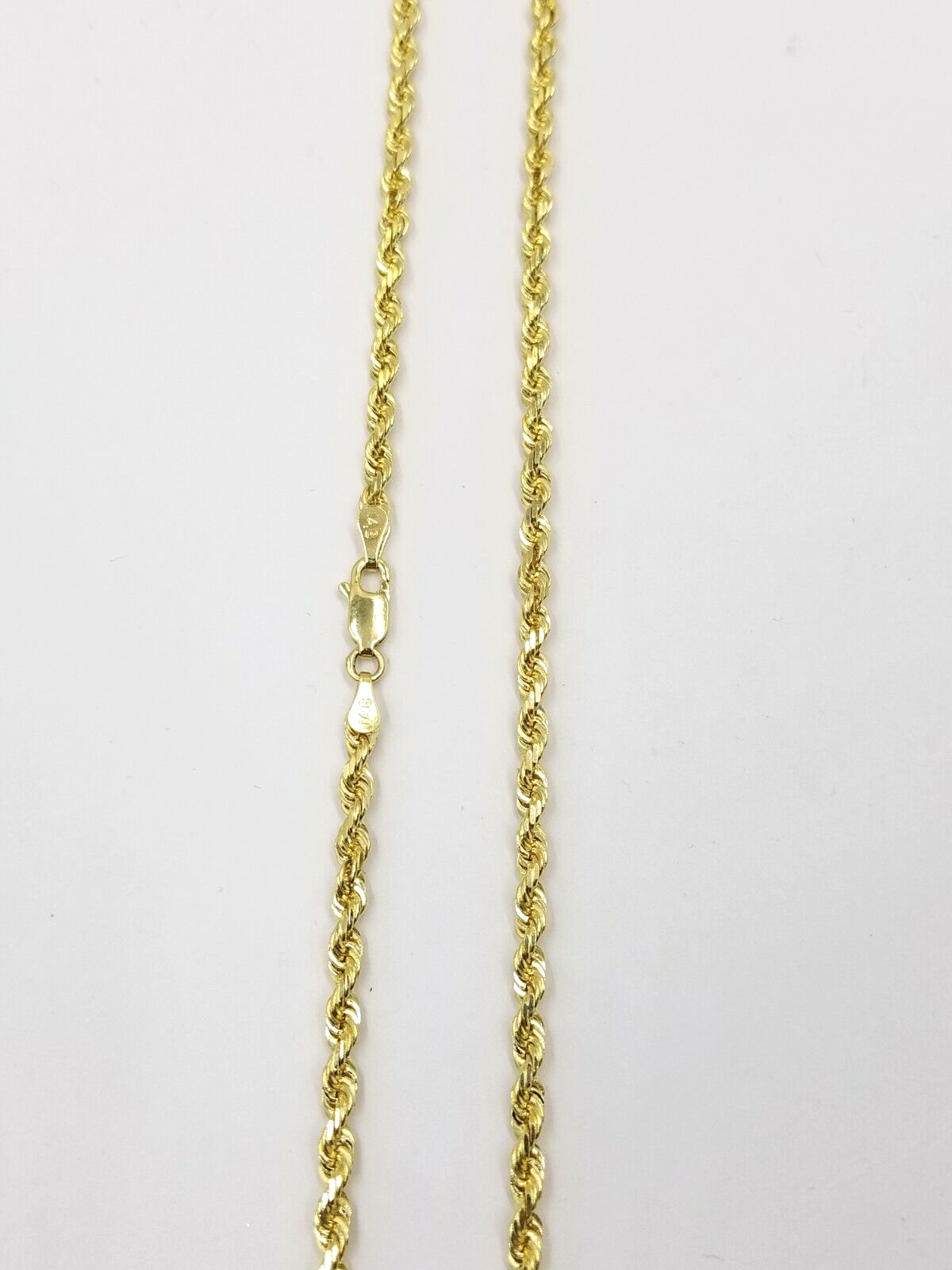 Real 18k Solid Yellow Gold Rope Chain 2mm Diamond Cut 24" Inches Lobster Lock