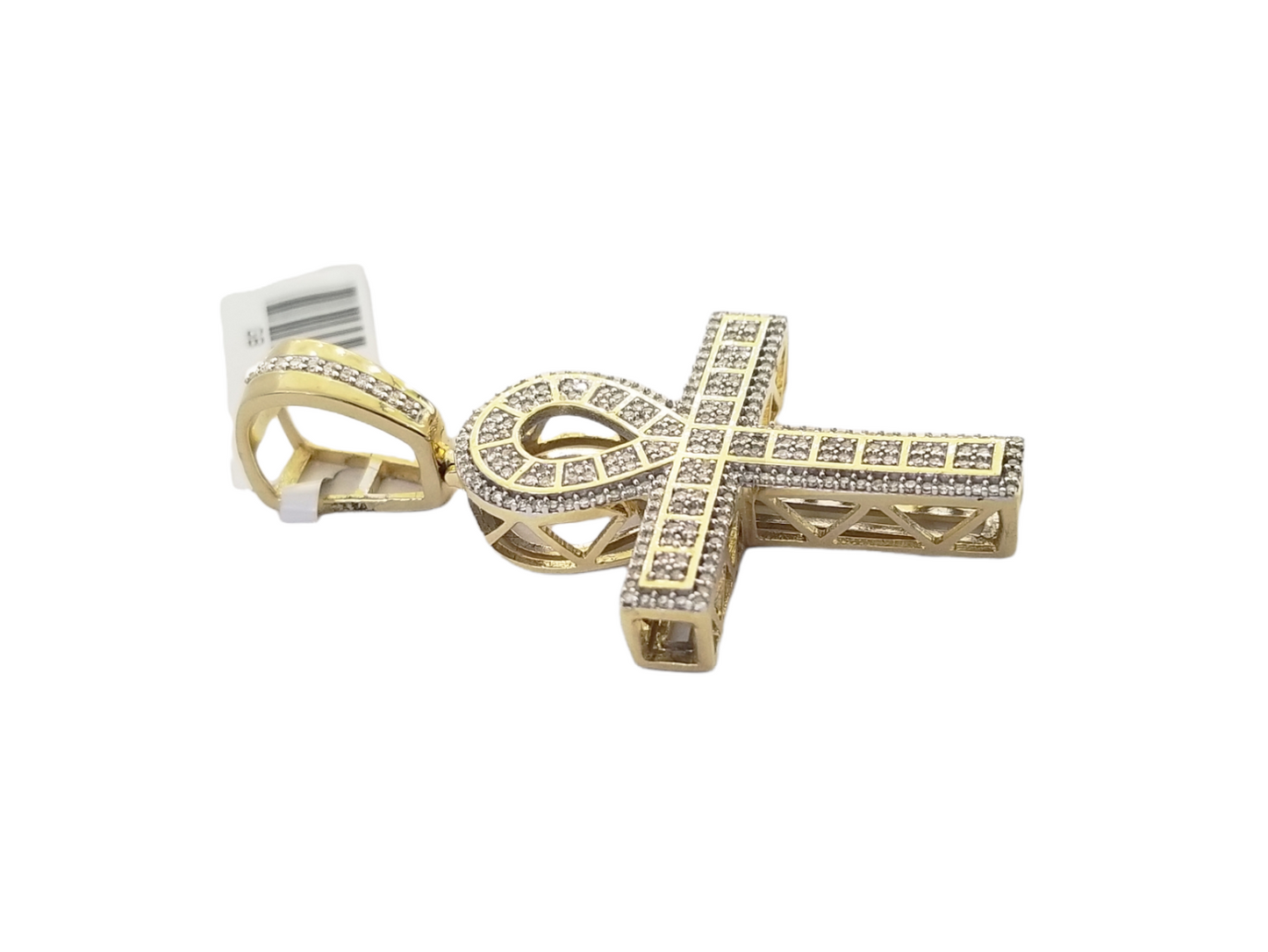 Real 10k Yellow Gold Genuine Diamond Cross Charm Jesus Pendent