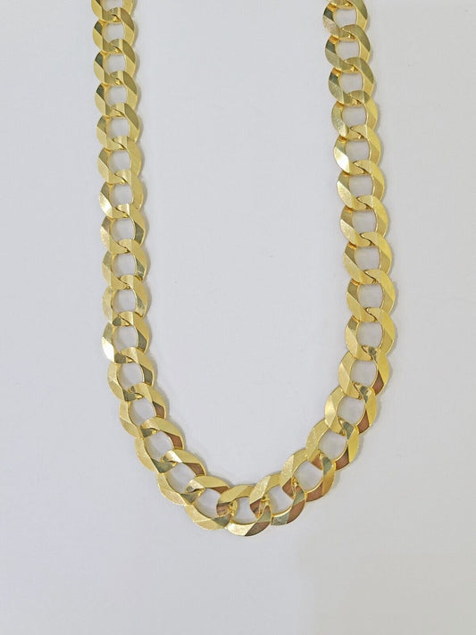 14k Gold Cuban Curb Link chain 9mm Solid 24 Inch Real Yellow Gold