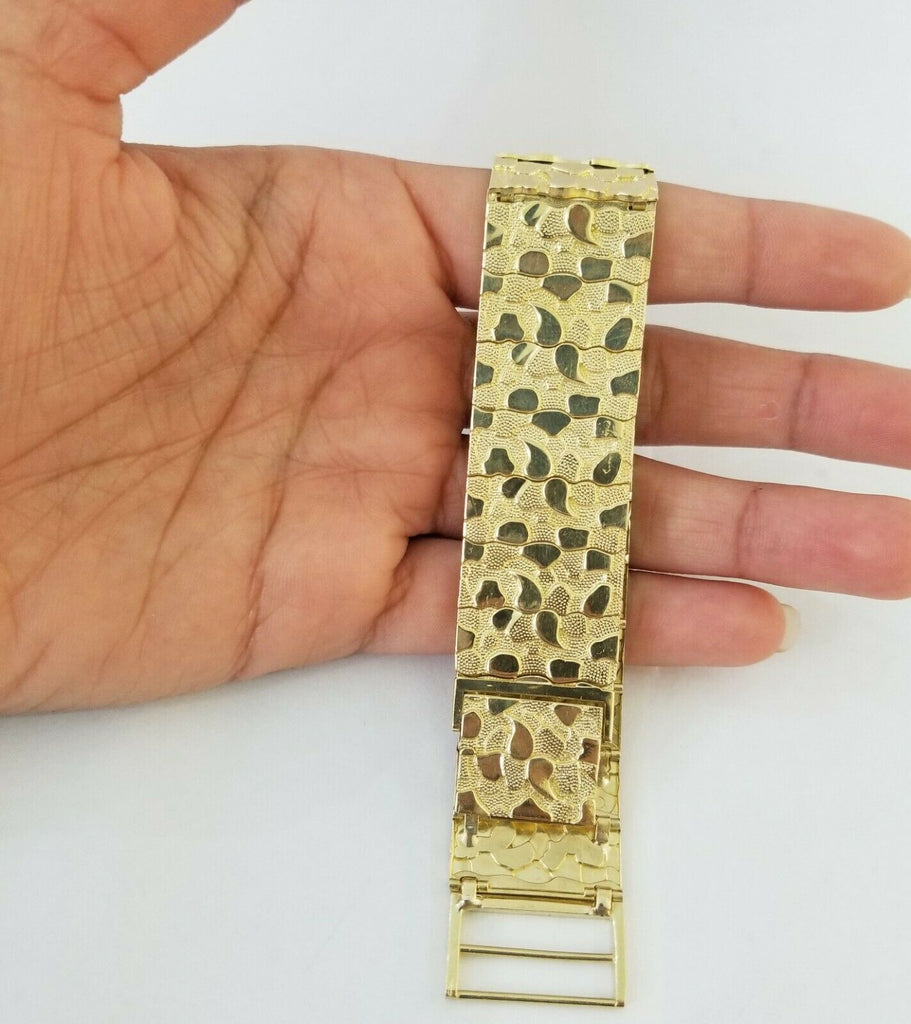 10k Gold Nugget Vintage Link Classic Bracelet Gift for Men Women | eBay