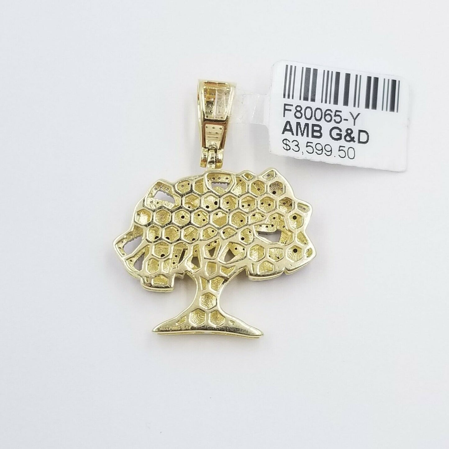 10K Gold Diamond Money Tree Charm Pendant Cash Tree Men Women