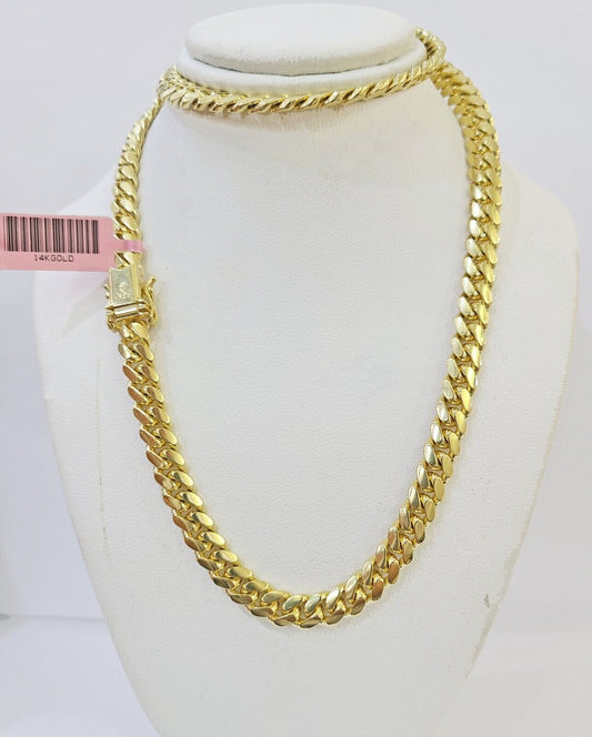 14k Gold Miami Cuban Link Chain Necklace 7mm 22" Box Lock REAL Genuine