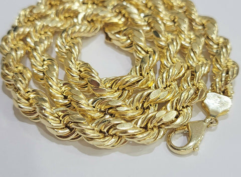 Real 10K Yellow Gold 9mm 22" Thick Rope Chain Necklace