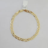 REAL 10k Yellow Gold Bracelet  6mm Anchor Mariner 8" Inch Lobster Lock