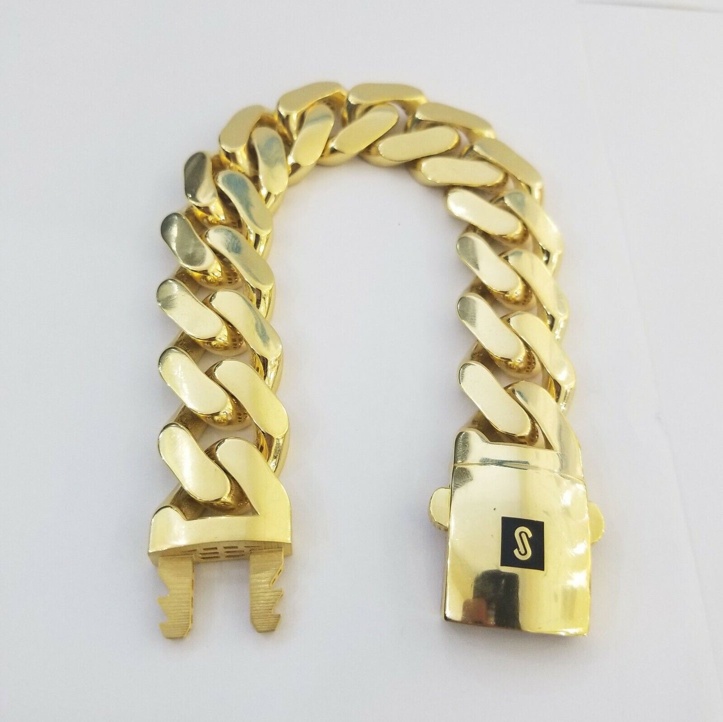 Real 10K Gold Royal Monaco Miami Cuban Link 8.5" Bracelet Box Clasp 20mm