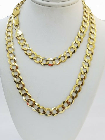 Solid 9mm 14k Gold Cuban curb Link chain Necklace 20"-30" Authentic 14kt Men's