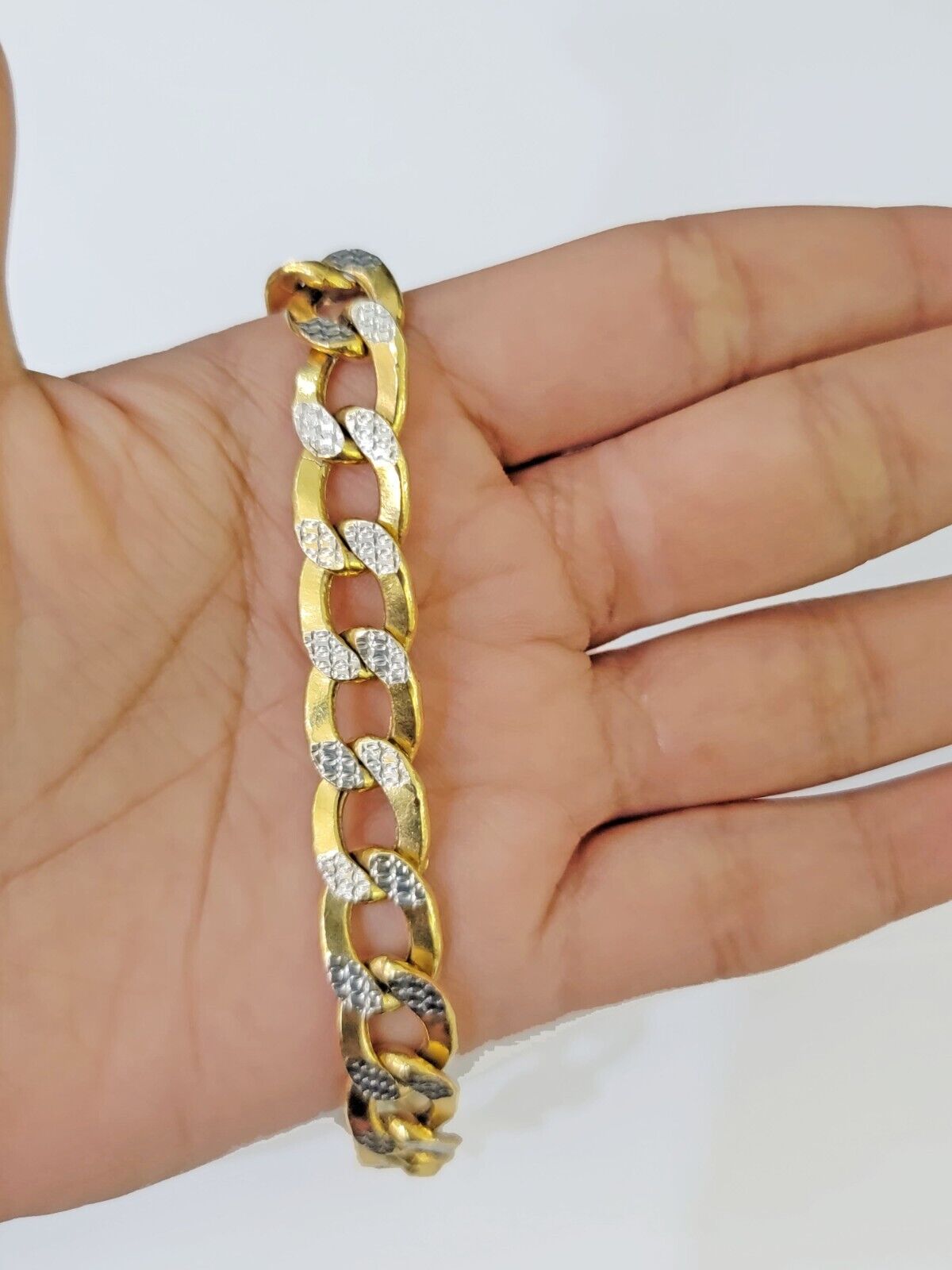 Real 10k Yellow Gold Cuban Curb Link Chain 10mm gold with diamond cuts