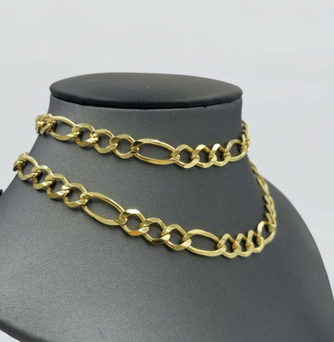 SOLID 10K Yellow Gold Figaro Link Chain Necklace 8mm 20" 22" 24" 26" REAL Heavy