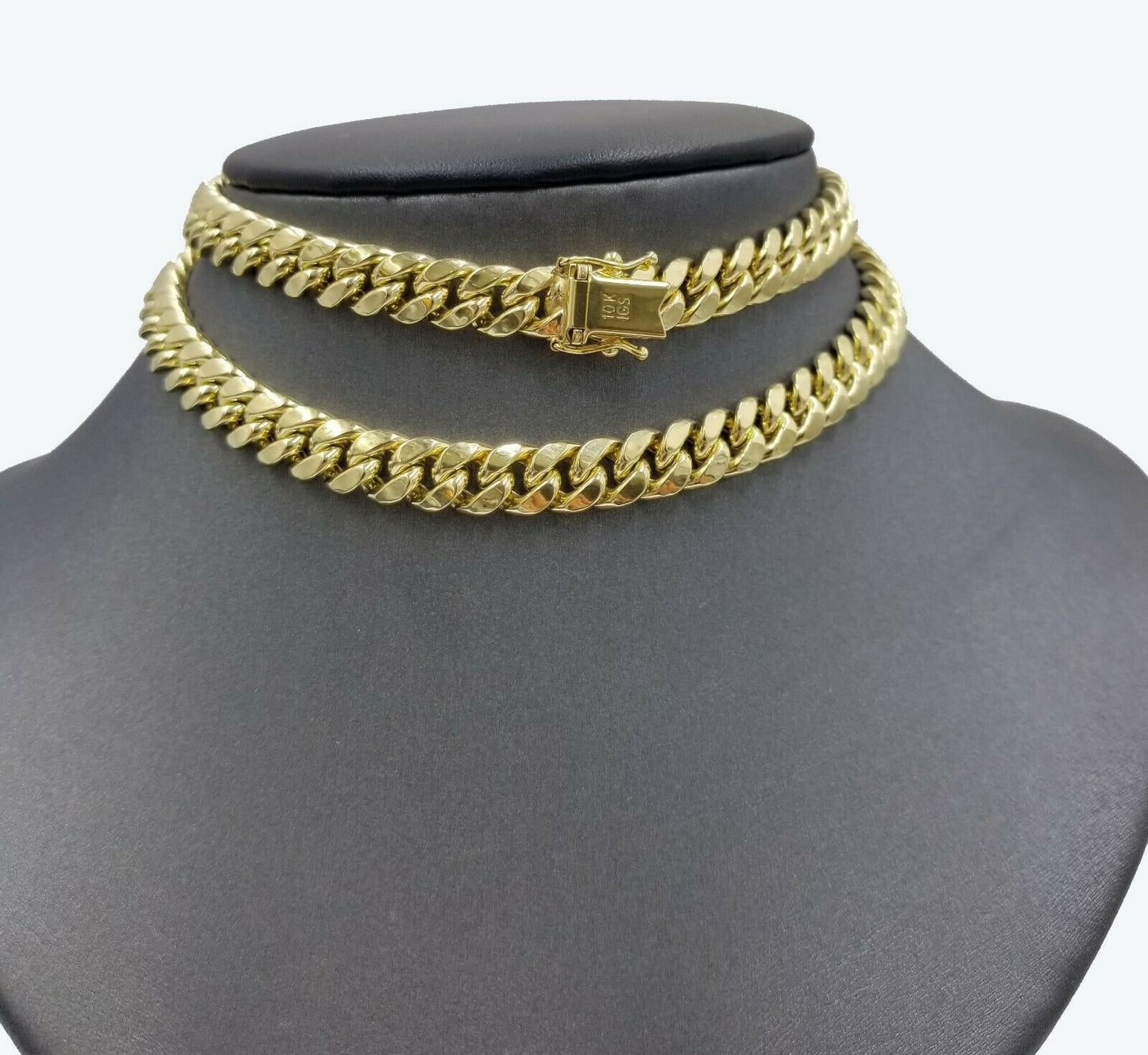 10K Yellow Gold Miami Cuban Thick Chain Necklace Strong Box Lock 8mm 22" Men's