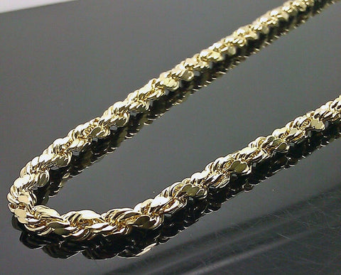 Real 10K Yellow Gold Men Rope Chain 5mm 23" Inch