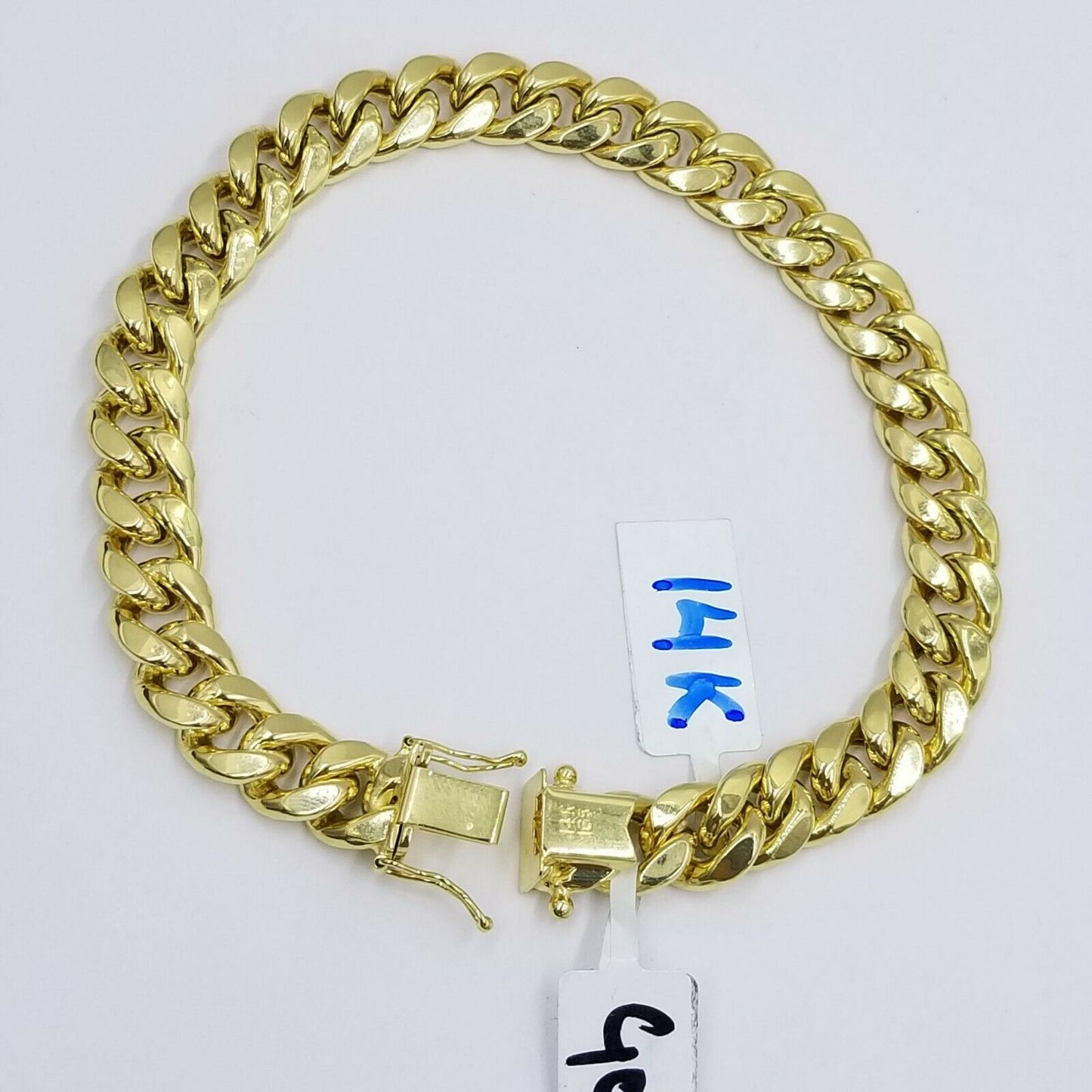 Real 14k Yellow Gold Miami Cuban Chain Bracelet For Men's 10mm 9.5" Solid Gold