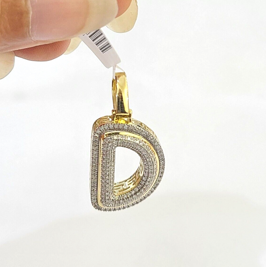 10k Yellow Gold Diamond Letter "D" Initial Alphabet Charm Pendant Real Genuine