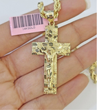 14k Yellow Gold Nugget Cross Pendant Charm REAL 14k