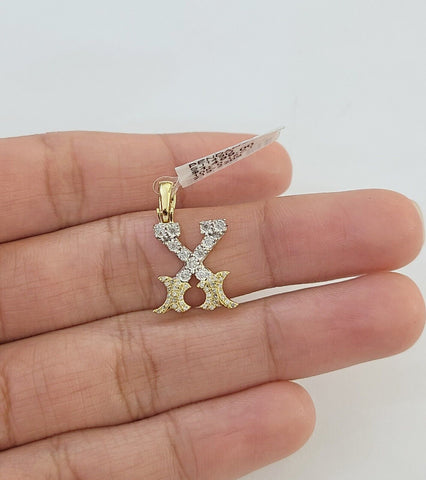 10k Real Yellow Gold Genuine Diamond Initial A-Z Alphabet Charm Letters Pendent
