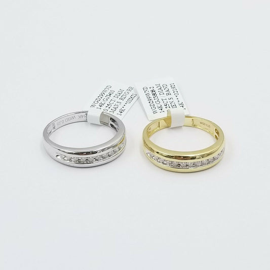 REAL 14k Gold Band Weeding/Engagement Diamond Rings Yellow/White 0.25CT, Sizable