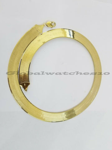 Herringbone Chain Real 10k Yellow Gold 18" 15mm Necklace Lobster lock