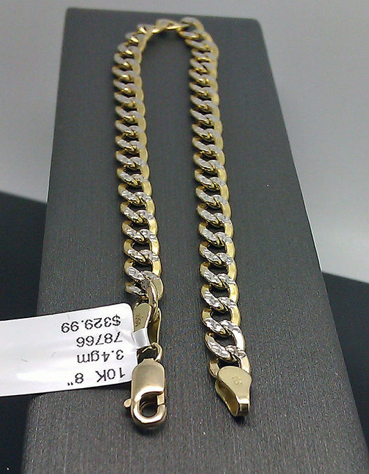 10K Gold Bracelet Real Cuban Link Diamond Cut 5mm 8.5" Inch REAL Yellow Gold