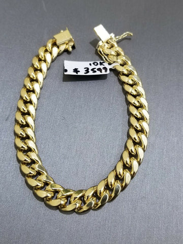 10K Yellow Gold Miami Cuban Link Bracelet  8 Inch 9mm