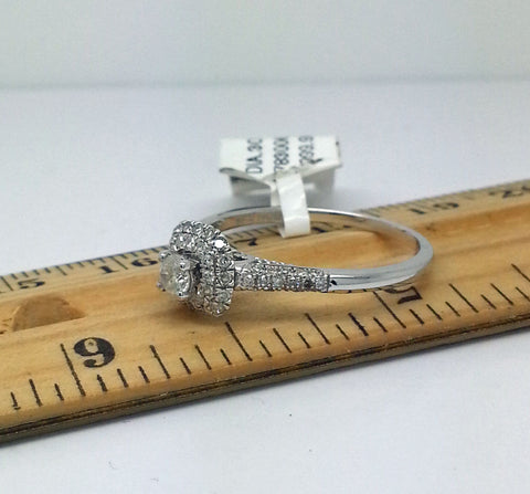 14k white real gold and diamond ladies ring engagement / wedding / promise