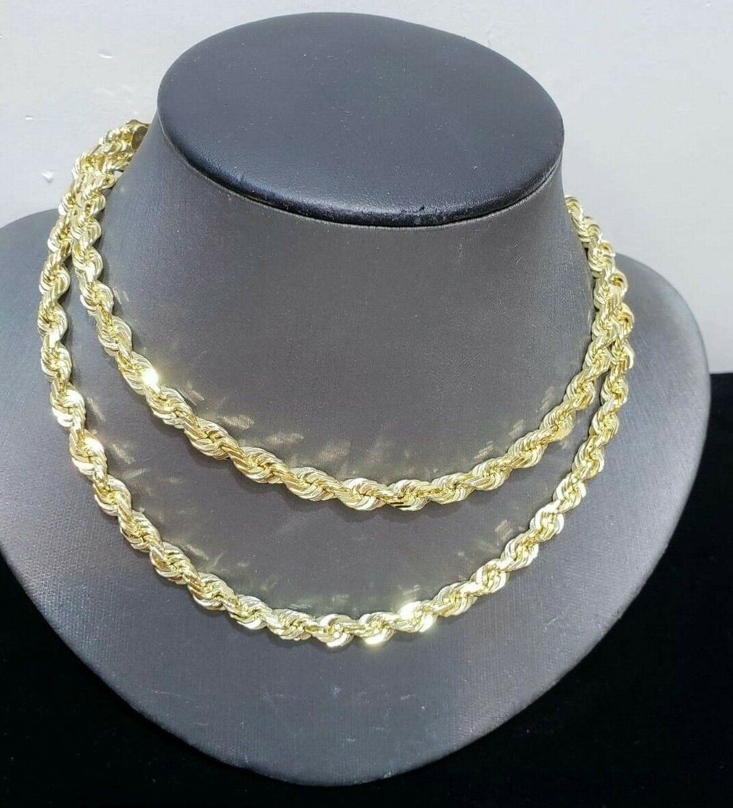 Solid 14k Gold Rope Chain 6mm 24 Inch Necklace Diamond Cuts Lobster Lock REAL