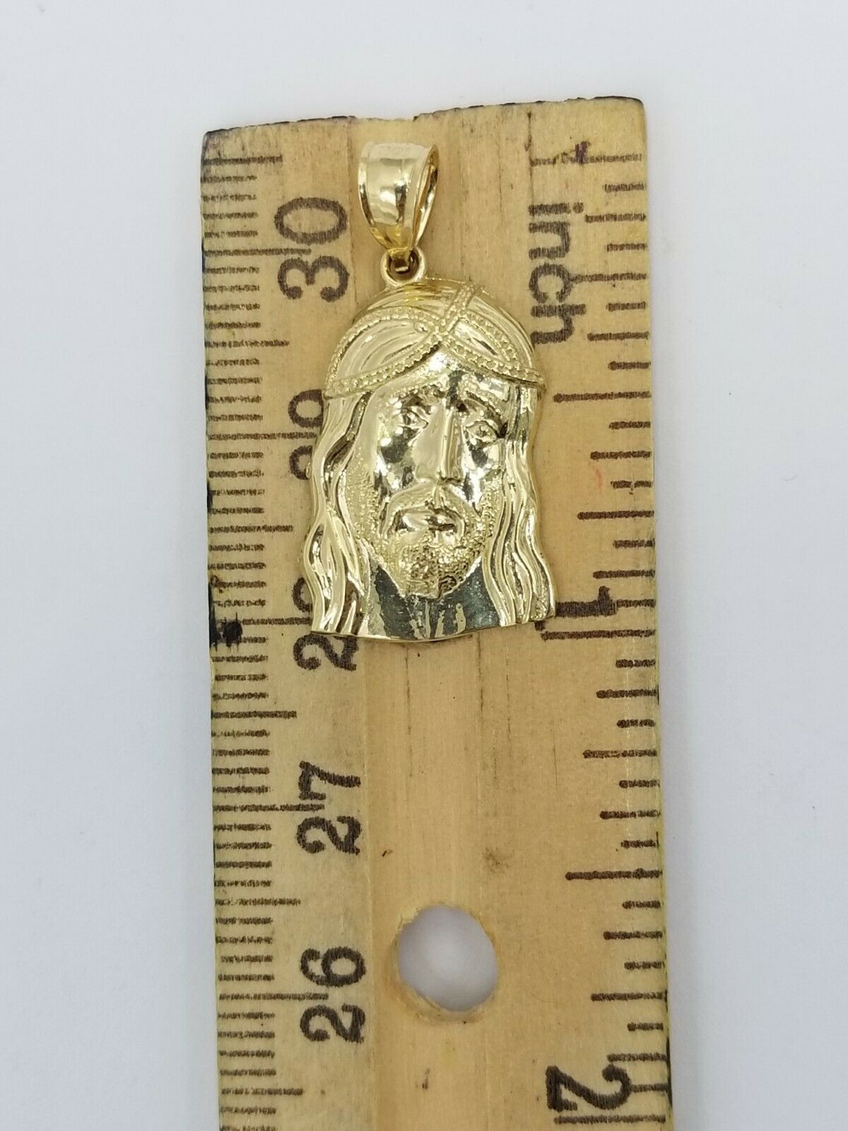 Yellow Jesus Chain Real 10k Yellow Gold Jesus Head Charm Rope Chain 2.5mm 18