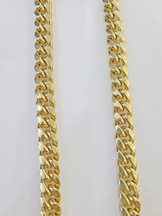 Real 14k Gold Miami Cuban Link Chain Necklace 10mm 22" Box lock 14kt Yellow Gold