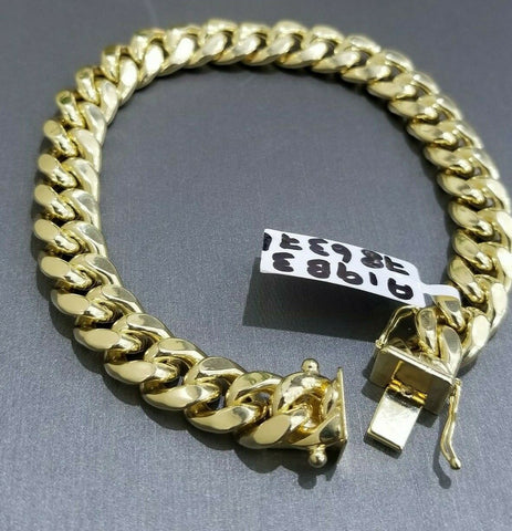 10K Yellow Gold Miami Cuban Link Bracelet  8.5 Inch 9mm