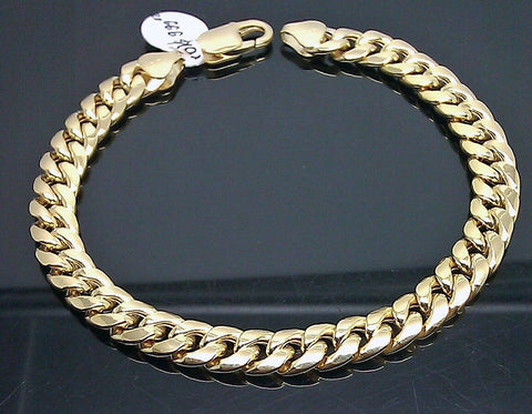 Gold Bracelet For Ladies 7 inch Miami Cuban Link Real Gold 10k Custom Box Lock