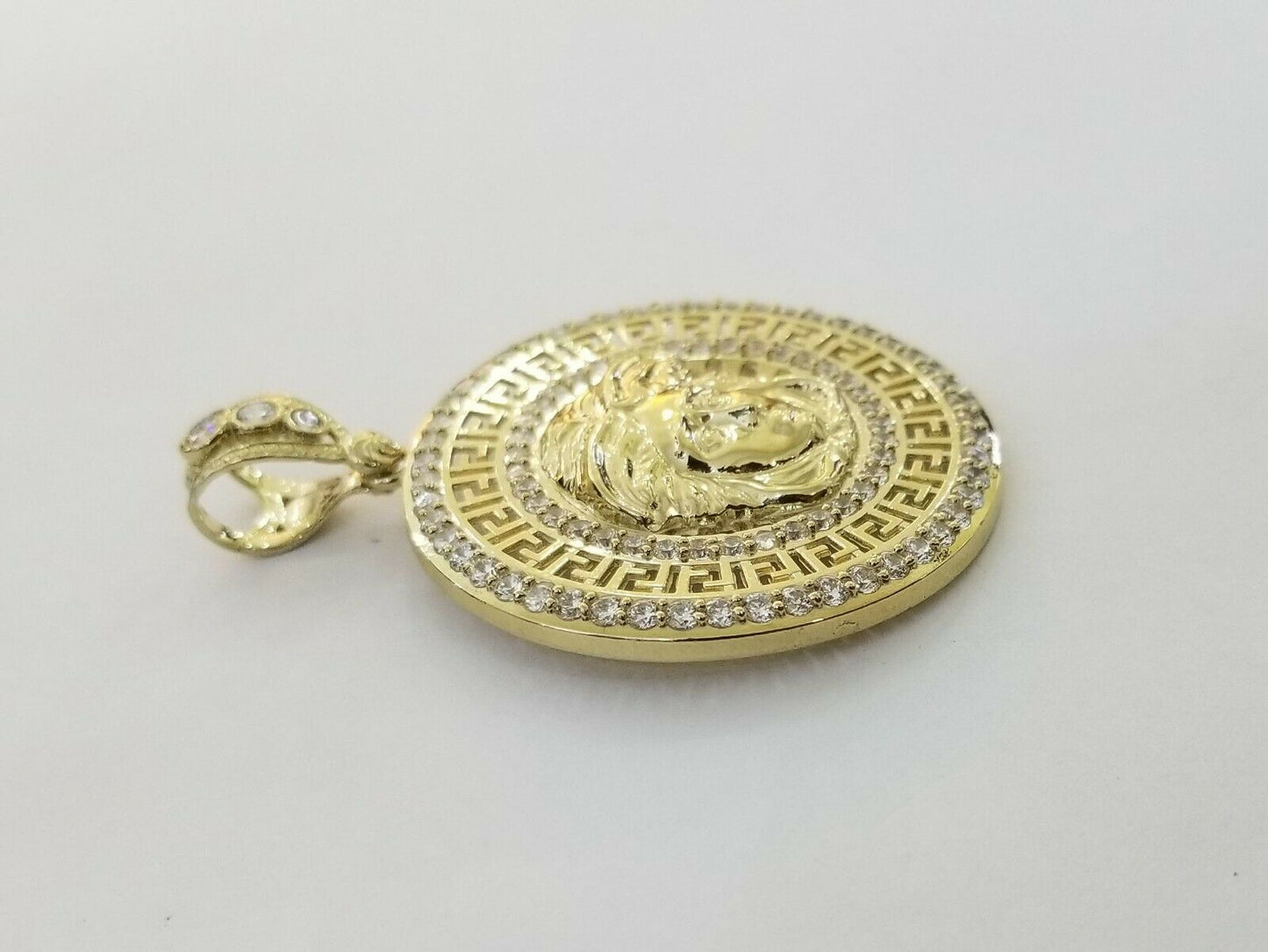 10k Yellow Gold Men Circular Pendant Diamond Cut 2" REAL10kt Round gold charm