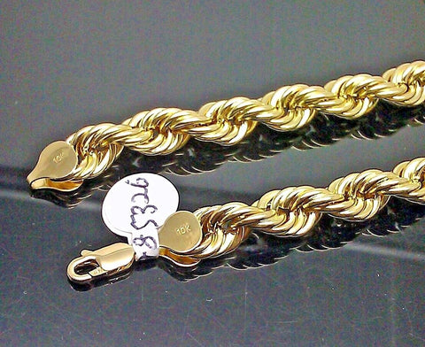 Real 10k Yellow Gold Rope 12mm Men Chain 20" Thick Necklace