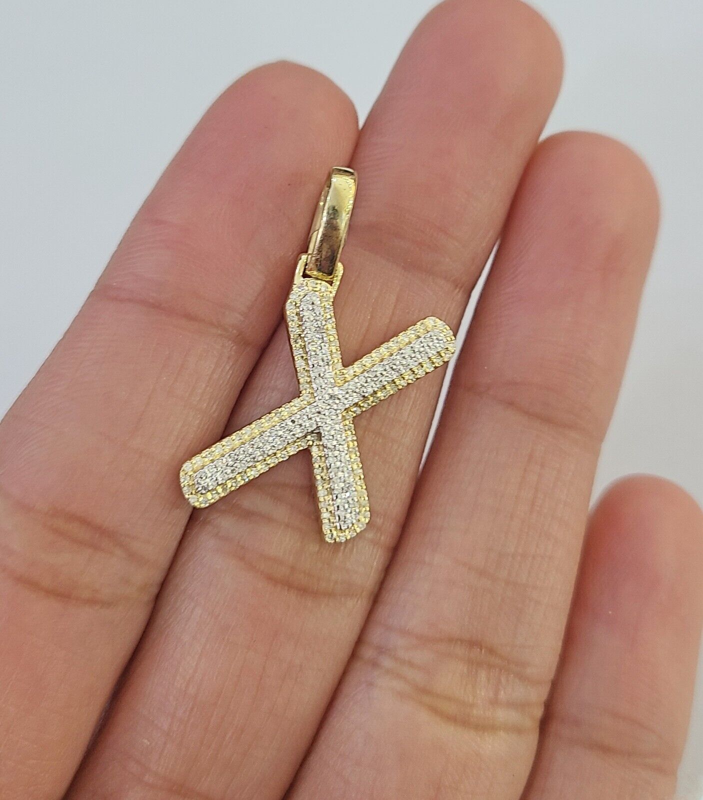 10k Real Yellow Gold Genuine Diamond Initial A-Z Alphabet Charm Pendent