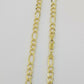 14k Solid Yellow Gold Figaro Link Chain Necklace Lobster Clasp 7mm for Men Women