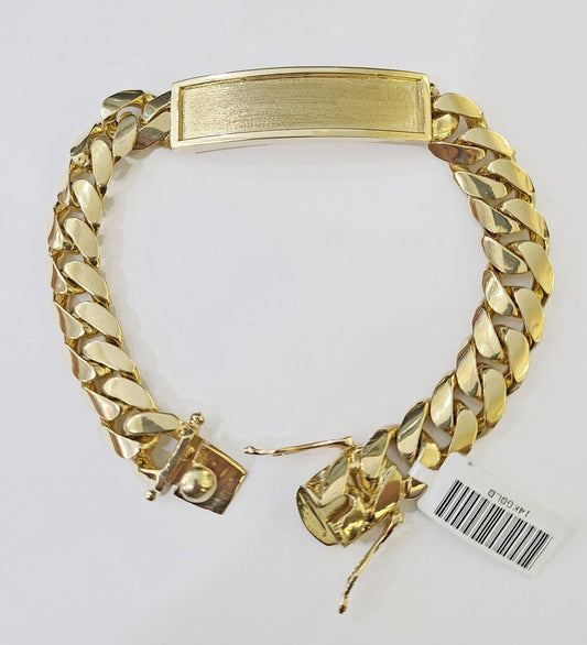 14K Gold ID Bracelet With Miami Cuban Chain 12 mm 8.5" inches 10kt