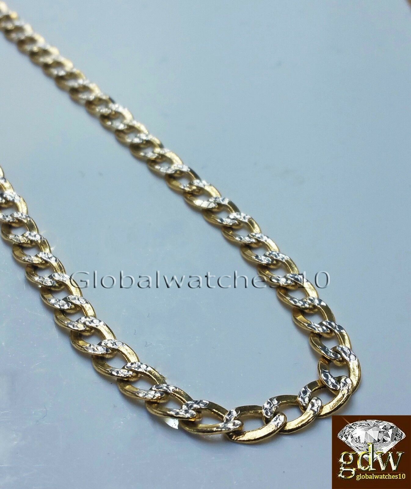 Real 10k Yellow Gold Miami Cuban Diamond Cut Chain in Various Length 18-24 Inch.