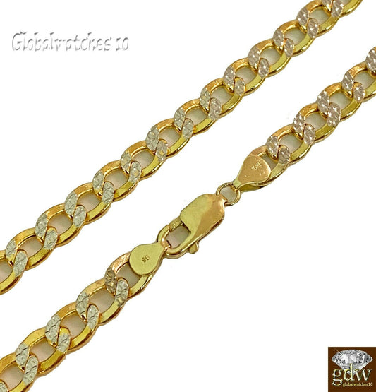 10k Gold Cuban Link Chain Diamond Cut 8mm 26 inch Lobster Lock Real Gold