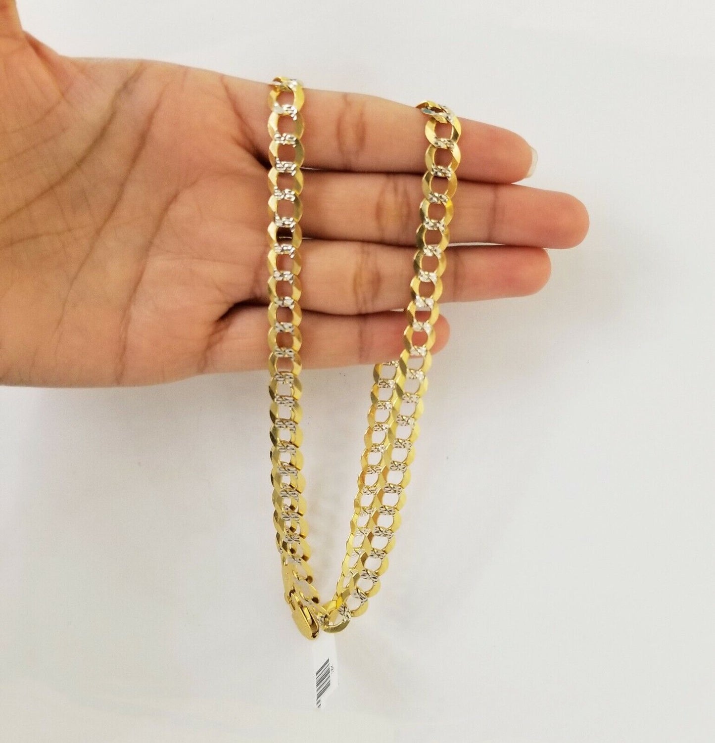 Real 10k Yellow Gold Cuban Curb Link Chain 10mm gold with diamond cuts