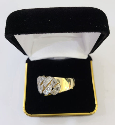 Real 10k Yellow Gold Diamond Ring Men Engagement Wedding Ring sizing induded 12