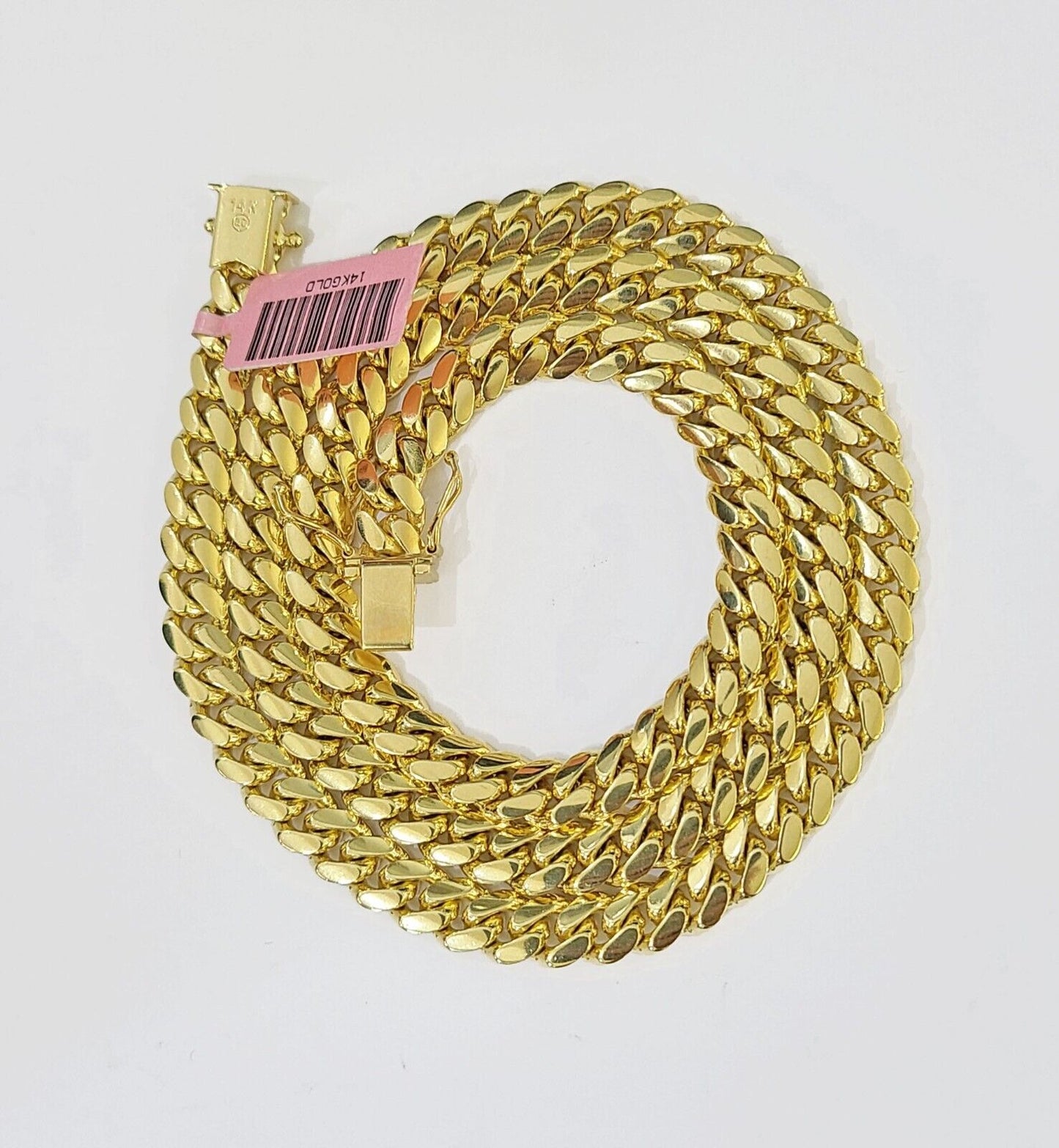 14k Gold Miami Cuban Link Chain Necklace 7mm 22" Box Lock REAL Genuine