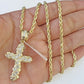 10k Gold Rope Chain & Cross Charm Pendent SET 3mm 22 Inches Necklace