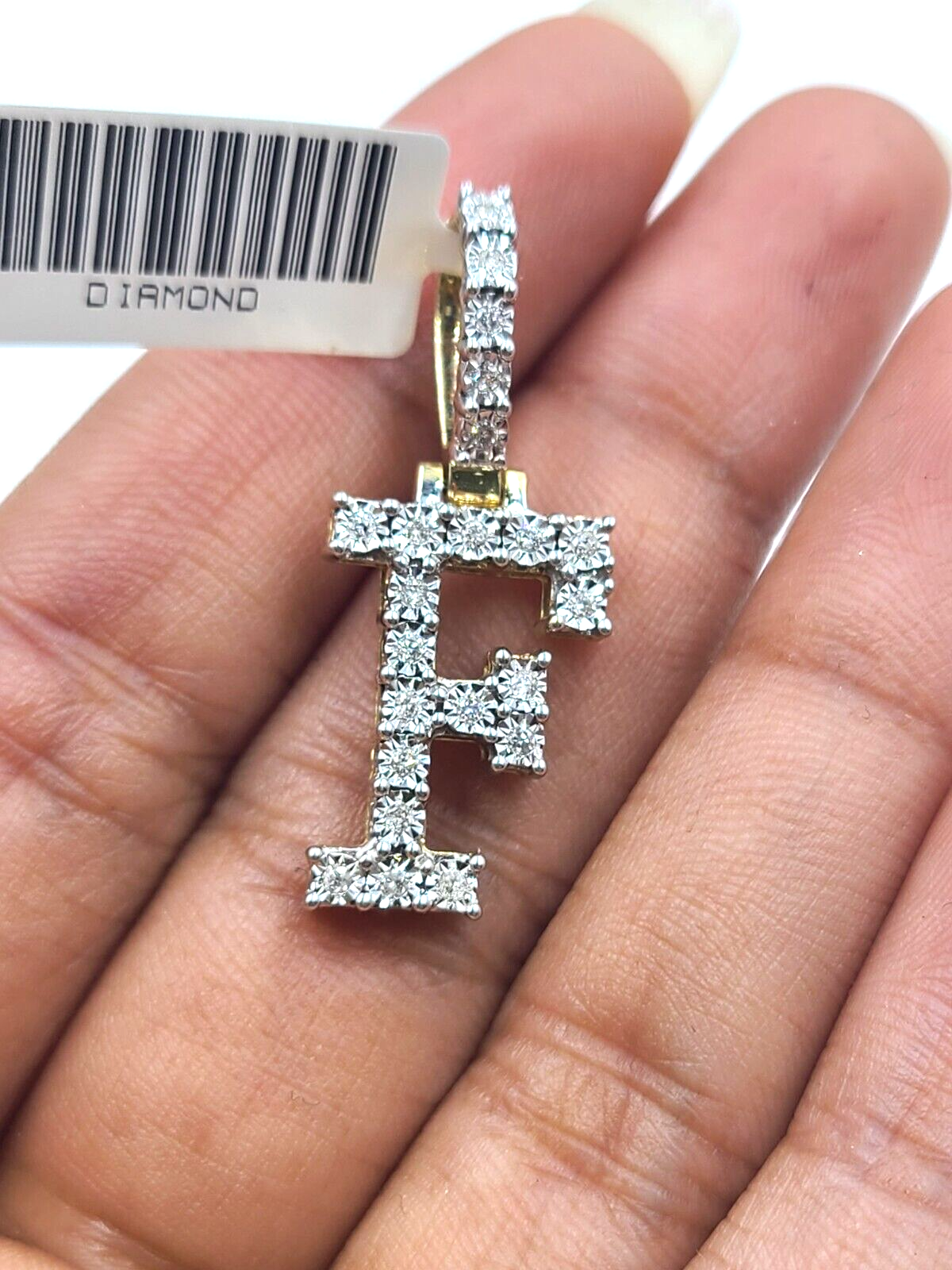 Real 10k Gold & Diamond Letter "E" Initial Alphabet Charm/Pendant 1.25".