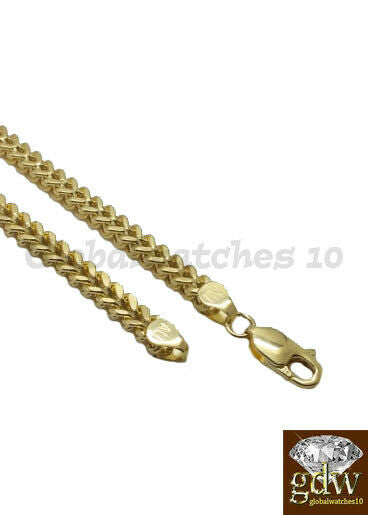 REAL 10k Gold Chain Franco Chain 24 Inch 4mm Necklace Lobster Clasp,Box ,Men's